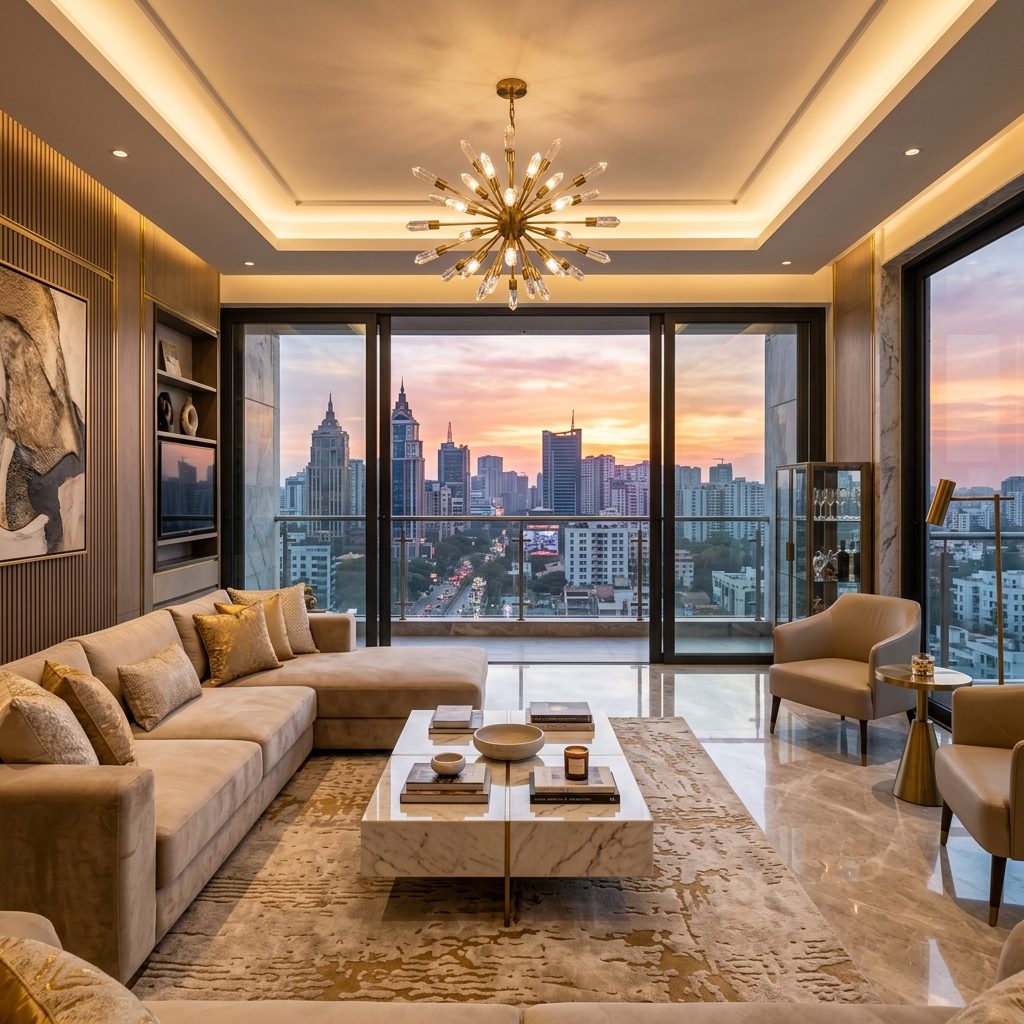Sobha One World Hoskote luxury apartment interior living room premium finishes Sobha quality